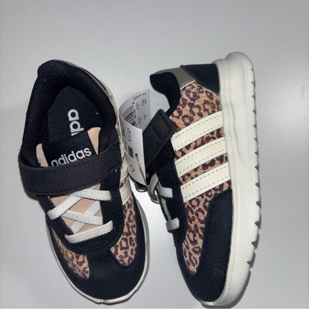 Adidas Kids Sneakers - Black and Tan Leopard Print